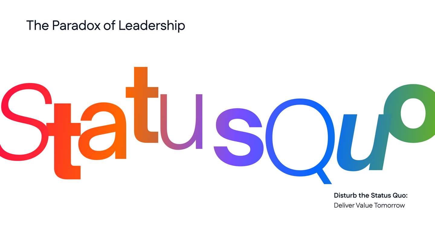 Slide — The paradox of leadership: disturb the status quo, deliver value today